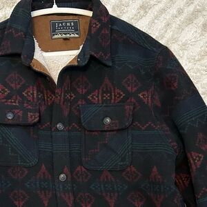 Aztec/Southwest Inspired Fleece Lined Wool Shirt Jacket